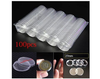 Coin Capsules 100 units 27mm colections used in 2Euro coins
