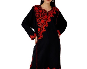 Aari Embroidered Merino Wool Kashmiri Pheran Tunic