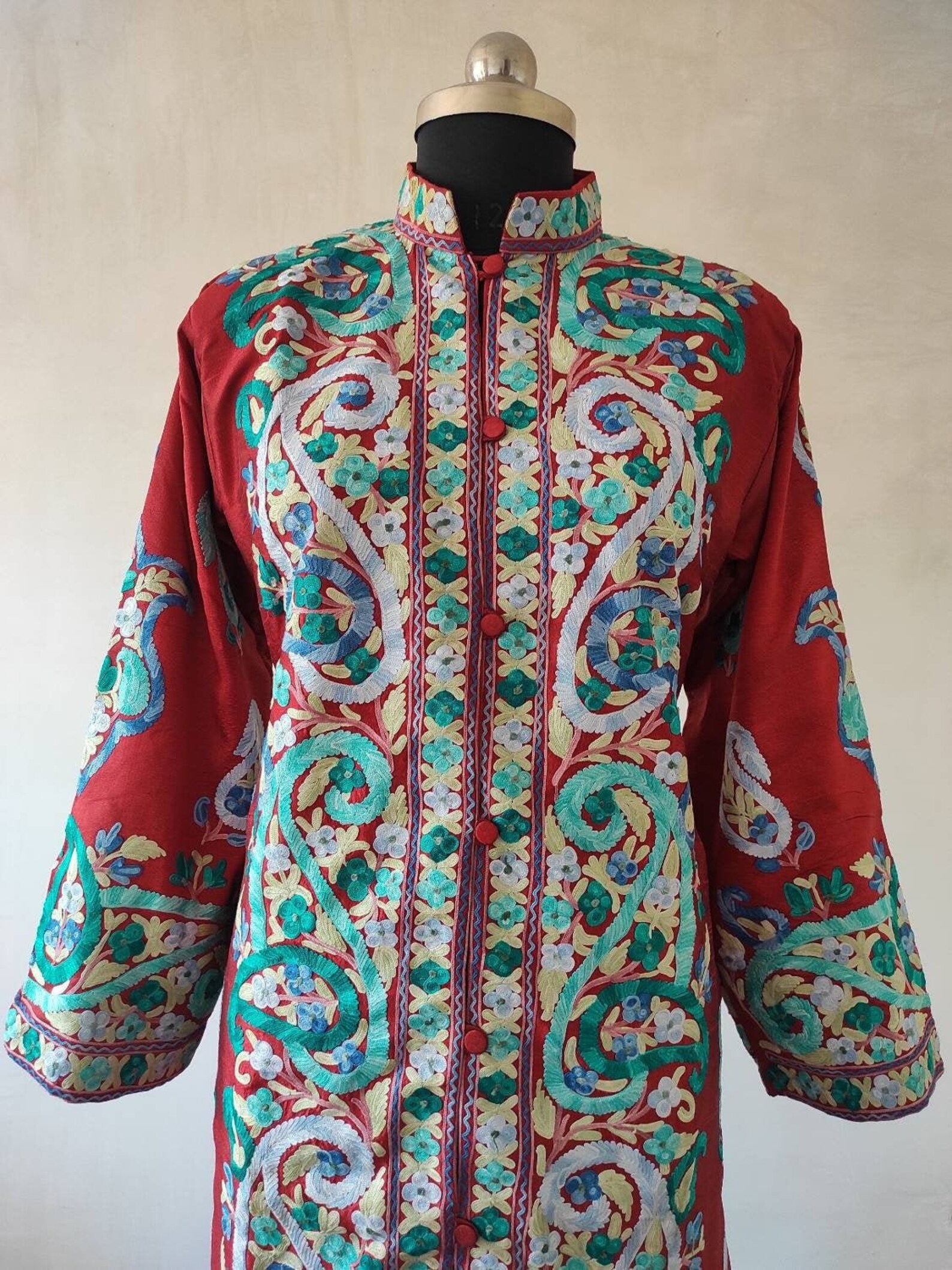 Kashmir Jacket embroidered silk jacket long length coat | Etsy