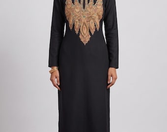 Abito da donna in lana ricamato e non cucito, modello Tilla del Kashmir, con stola