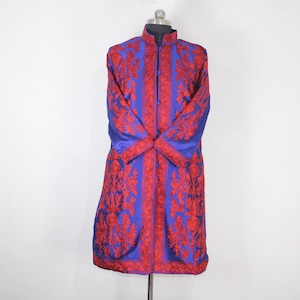 Kashmiri Jacket, embroidered silk jacket, long length coat, Bohemian Jacket, embroidered jacket, long embroidered coat, silk summer jacket