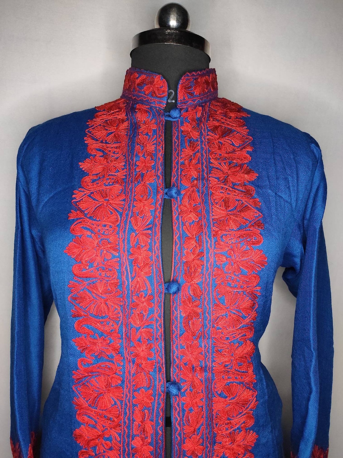 Kashmiri Jacket embroidered wool jacket long length coat Etsy