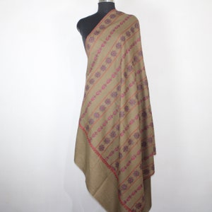 Handmade Merino Wool Shawl: Sozni Embroidery Kashmiri Wrap