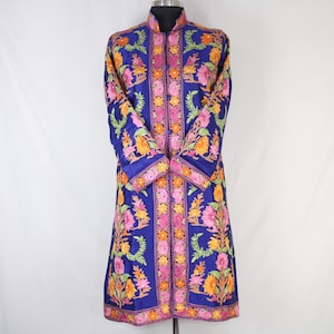 Kashmiri Jacket, embroidered silk jacket, long length coat, Bohemian Jacket, embroidered jacket, long embroidered coat, silk summer jacket