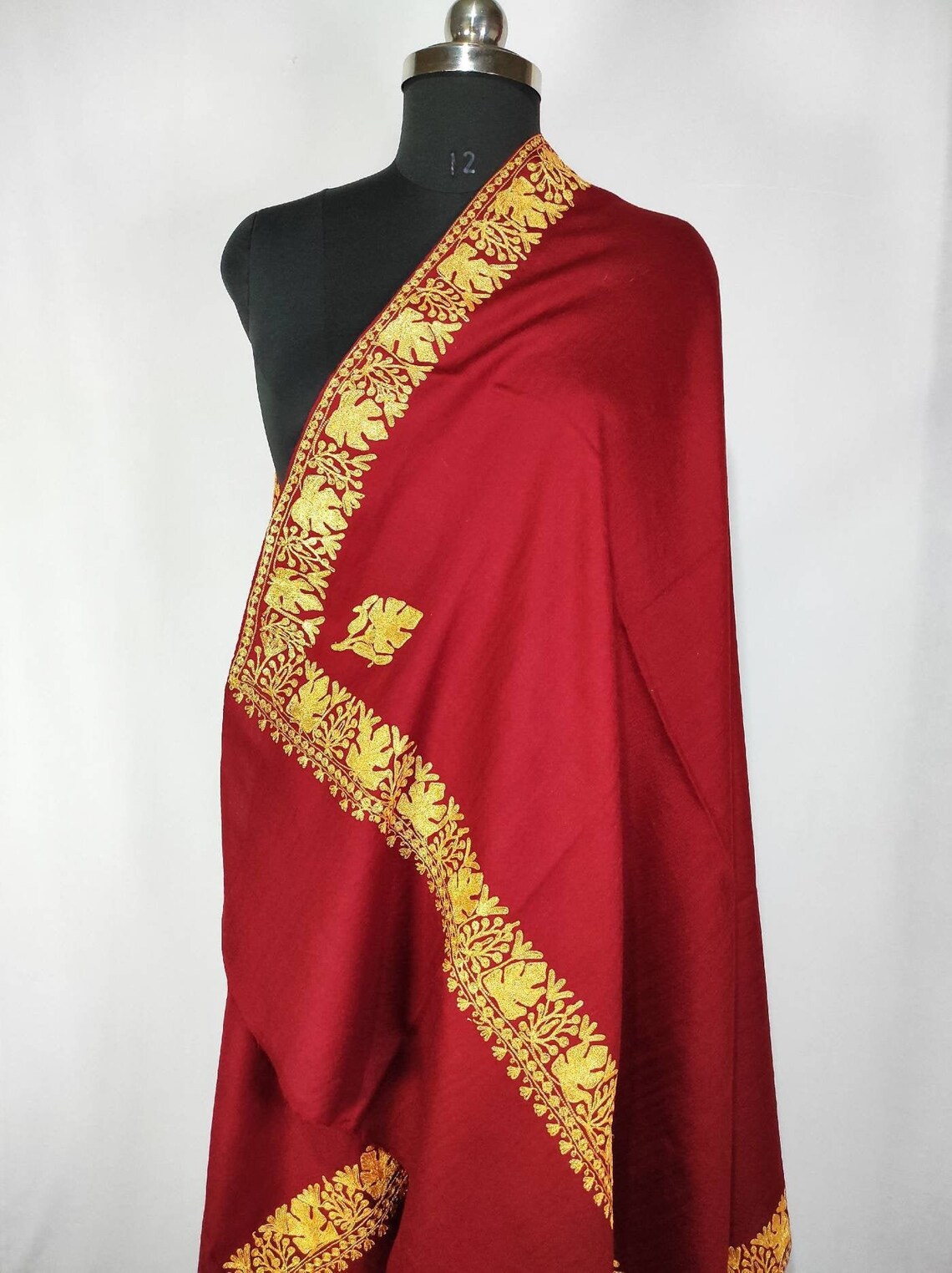 Woolen embroidered shawl Kashmiri Embroidery tilla Shawl Etsy