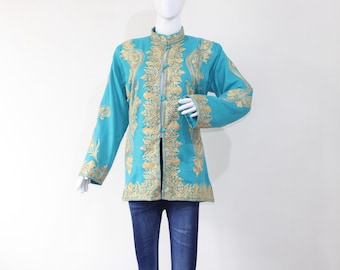 Handmade Merino Wool Kashmiri Embroidered Jacket: Aari Work Coat