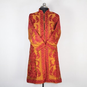 Kashmiri Jacket, embroidered silk jacket, long length coat, Bohemian Jacket, embroidered jacket, long embroidered coat, silk summer jacket