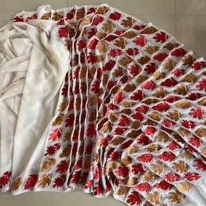 Kashmiri Embroidered Saree, Georgette Saree With Blouse, Georgette Saree, Kashmiri Sari , Indian Saree For Womens,