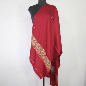Écharpe de broderie en papier mâché du Cachemire, écharpe en laine, étole/enveloppe fait main du Cachemire, étole de travail manuel, étole marron, 70 cm * 200 cm,
