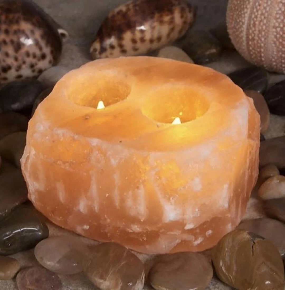 Himalayan Salt Tealight Holder Double Hole Etsy
