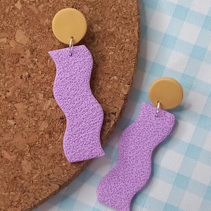 Polymer clay textured squiggle pastel earrings
