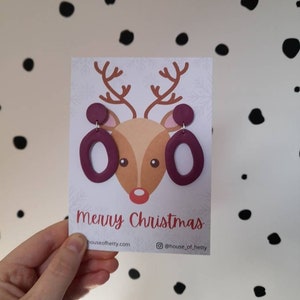 Merry christmas earring presentation card, earrings gift, jewellery gift card, cute Xmas gift, gifts for her