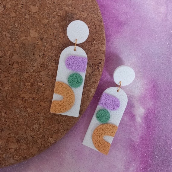 polymer clay abstract shape modernist earrings - minimalist earrings - arch earrings