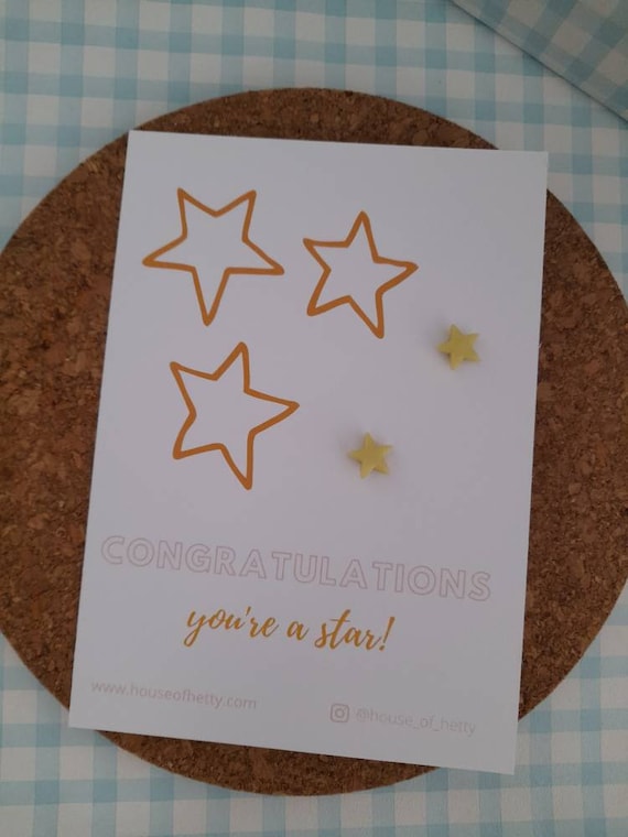 Congratulations gift - exam results - you did it - you're a star - star earrings - earring gift card