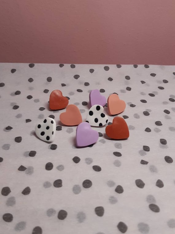 Love heart stud earrings \ valentines earrings \ cute stud earrings \ polymer clay heart earrings