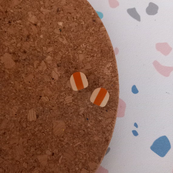Polymer clay small arch stripey stud earrings