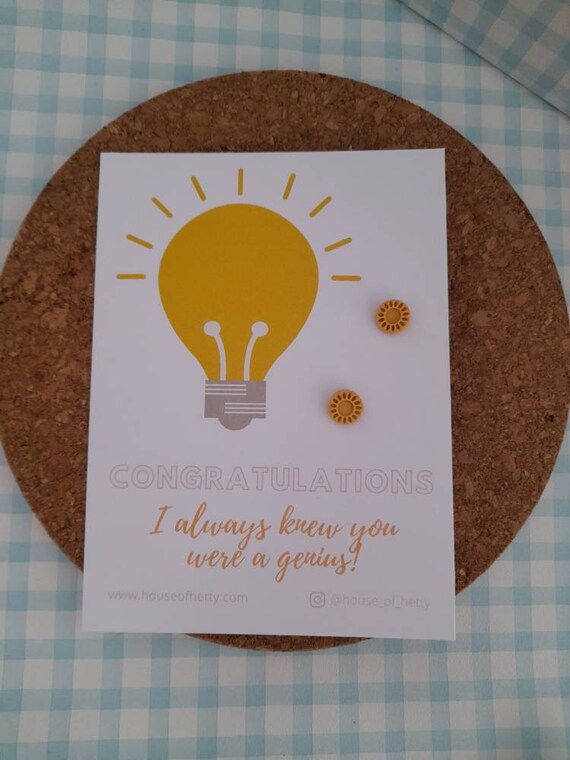 Congratulations gift - exam results - you did it - you passed - sunshine earrings - earring gift card