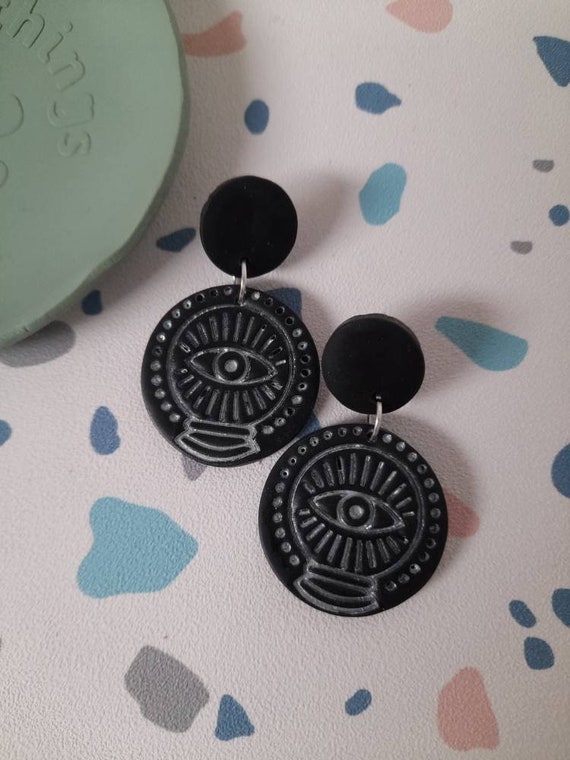 Tarot earrings - mystical earrings - polymer clay earrings - mystical eye earrings - spiritual earrings