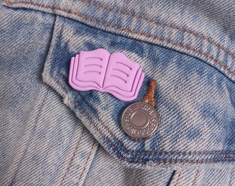 Open book polymer clay pin badge - book lover gift