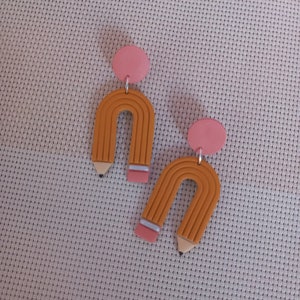 Teacher gift - pencil earrings - polymer clay earrings