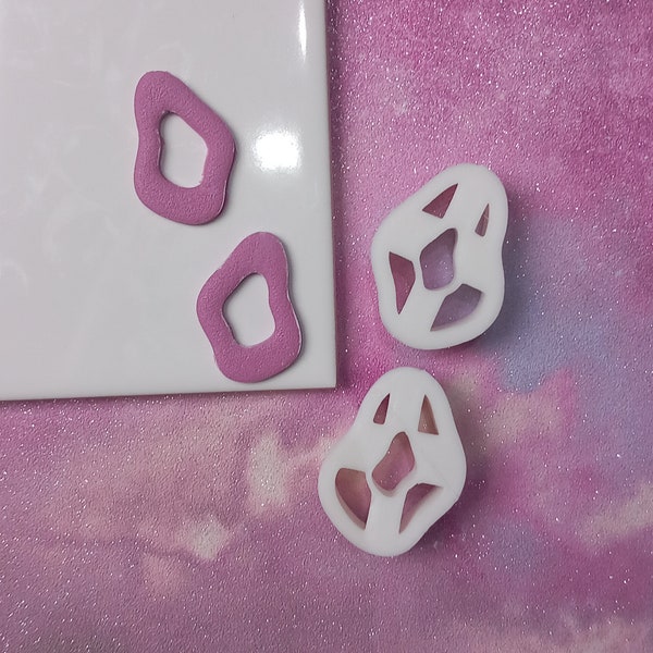 Organic wiggle shaped polymer clay cutter - polymer clay earring cutter - polymer clay mirrored cutters - abstract shape cutter