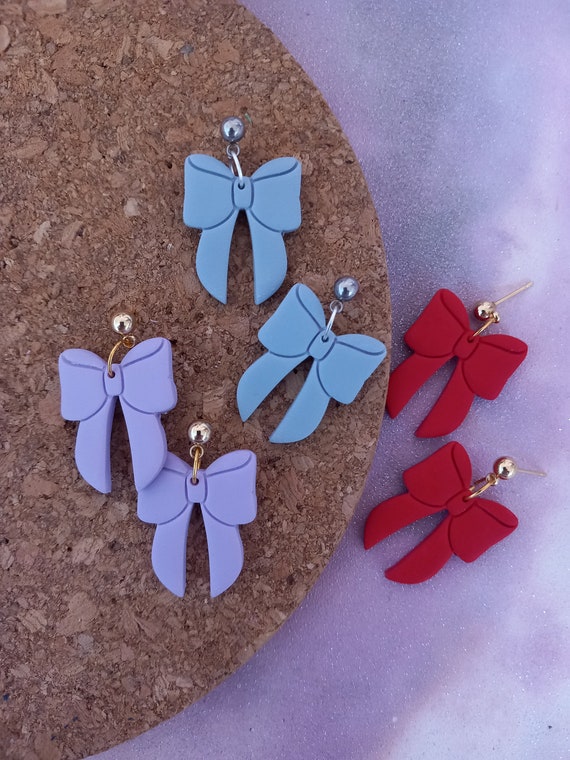 Polymer clay pretty bow earrings