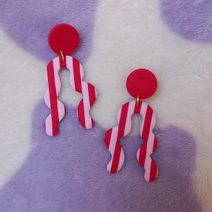 Squiggle stripe polymer clay statement earrings