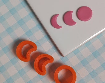 Moon phases polymer clay cutter set of 3 shapes