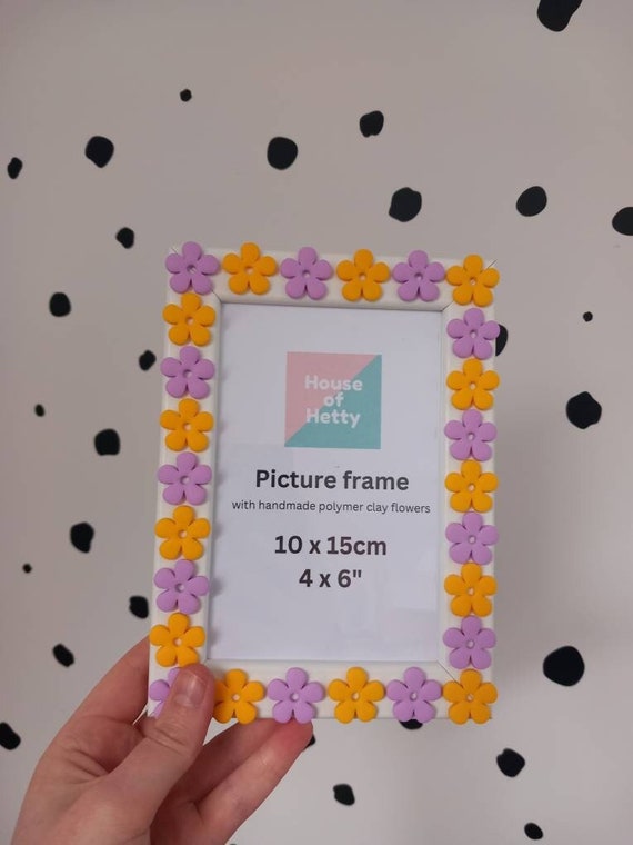small picture frame - 10x15 photo frame - 4x6 frame - floral picture frame - pastel frame - decorated picture frame - cute home decor