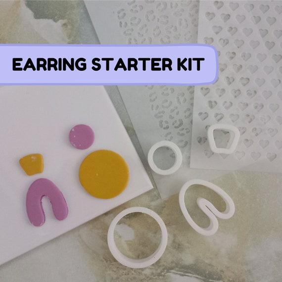 polymer clay earring starter kit - polymer clay earring cutter set - polymer clay texture sheets - make your own earrings
