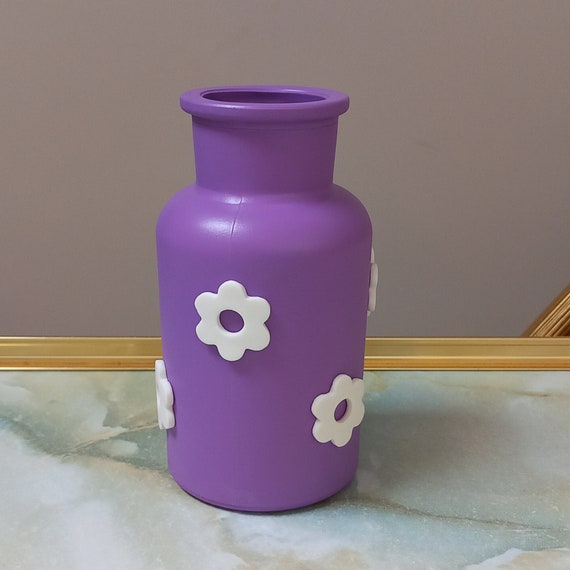 Violet decorated mini vase - colourful vases - table decor - decorated vase