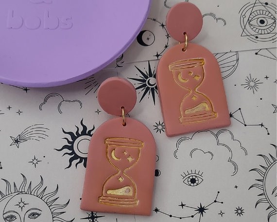 Tarot earrings - mystical earrings - polymer clay earrings - hourglass earrings - spiritual earrings