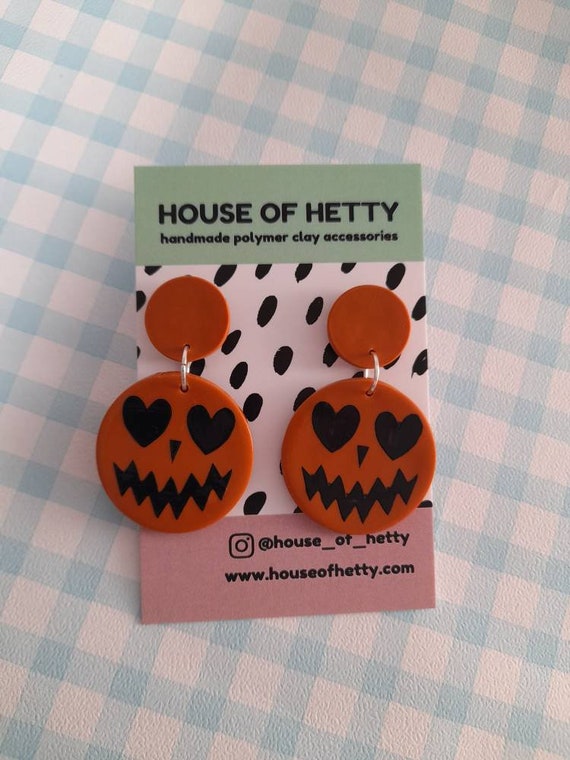 Halloween earrings - pumpkin earrings - jack-o-lantern earrings - trick or treat earrings - spooky earrings - Halloween accessories