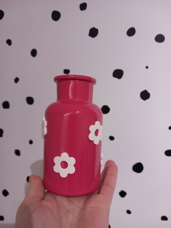Berry pink mini vase - daisy vase - colourful vases - table decor - decorated vase