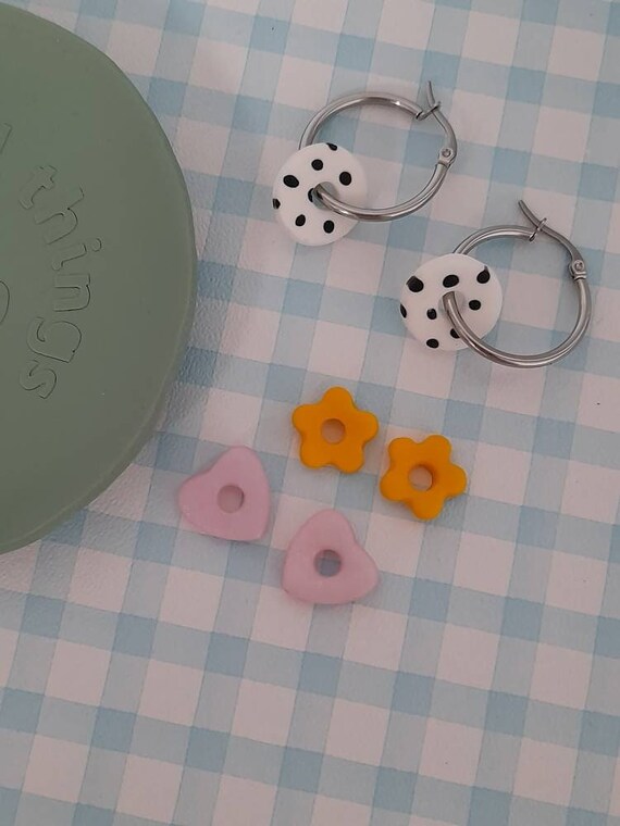Customisable hoop earrings - polymer clay hoops - charm.hoop earrings - bead hoop earrings