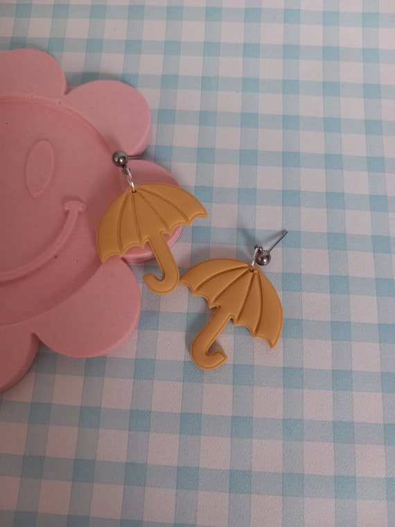 Umbrella shaped polymer clay earrings