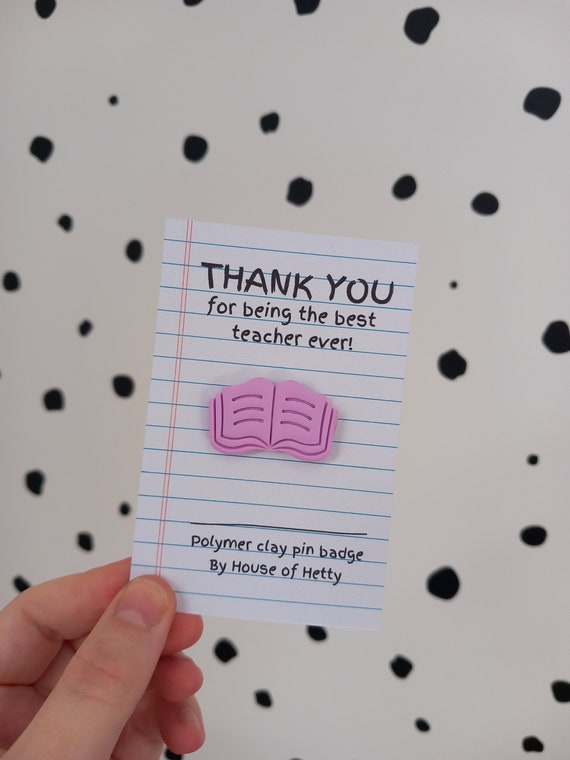 Open book polymer clay pin badge - teacher gift - thank you teacher - thank you gift