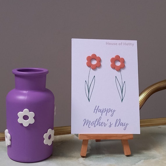 Mother's days daisy stud earrings and card