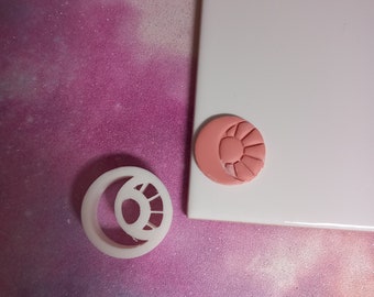 Celestial sun and moon embossing polymer clay cutter