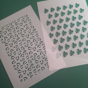 Texture sheets / stencil sheets for polymer clay leopard print and tropical leaf design