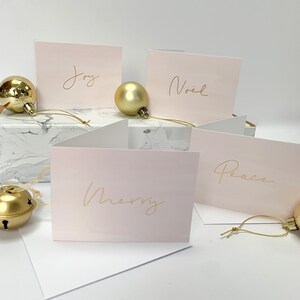 12Er Set Mini Weihnachtskarten | Luxus Goldfolie Aufdruck Rosa Weihnachtskarten | Weihnachtskarten | Kinder Weihnachtskarten Set