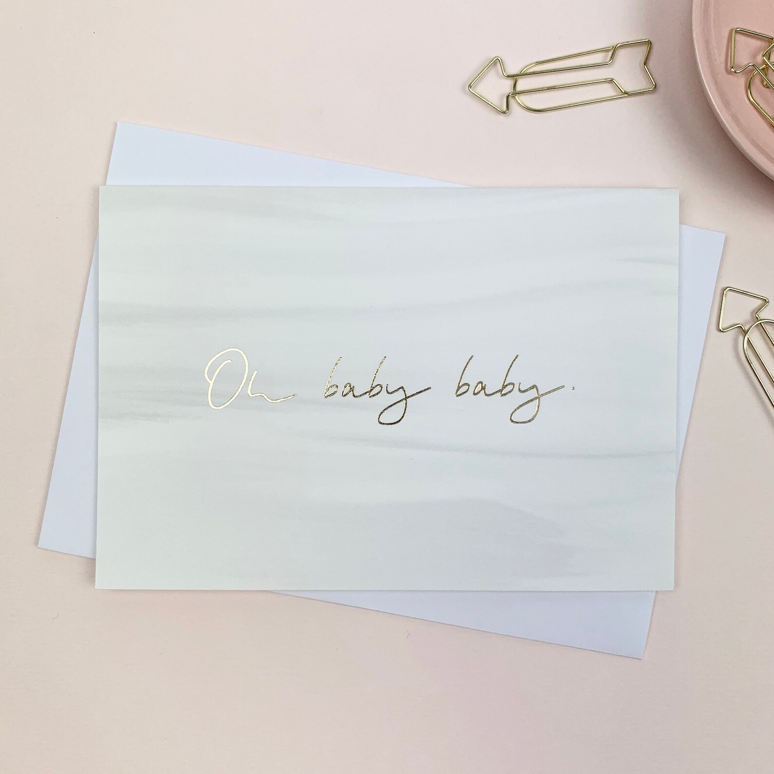 Oh Baby Baby Gold Foil Imprinted Greeting Card New Baby Card Etsy