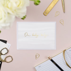 Oh Baby Baby Gold Foil Carte de vœux imprimée | Nouvelle carte bébé | Carte de douche de bébé | carte de grossesse | carte Baby Girl | Carte Bébé Garçon