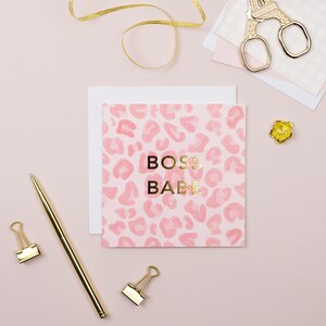 Boss Babe Gold Foil Bedrukte Wenskaart | Luxe Afstudeerkaart | Promotiekaart | Felicitaties Kaart | Nieuwe Job Card | Felicitaties kaart