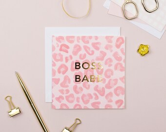 Boss Babe Gold Foil Carte de vœux imprimée | carte de graduation de luxe | | de la carte de promotion | de cartes de félicitations Nouvelle carte d’emploi | Carte de félicitations