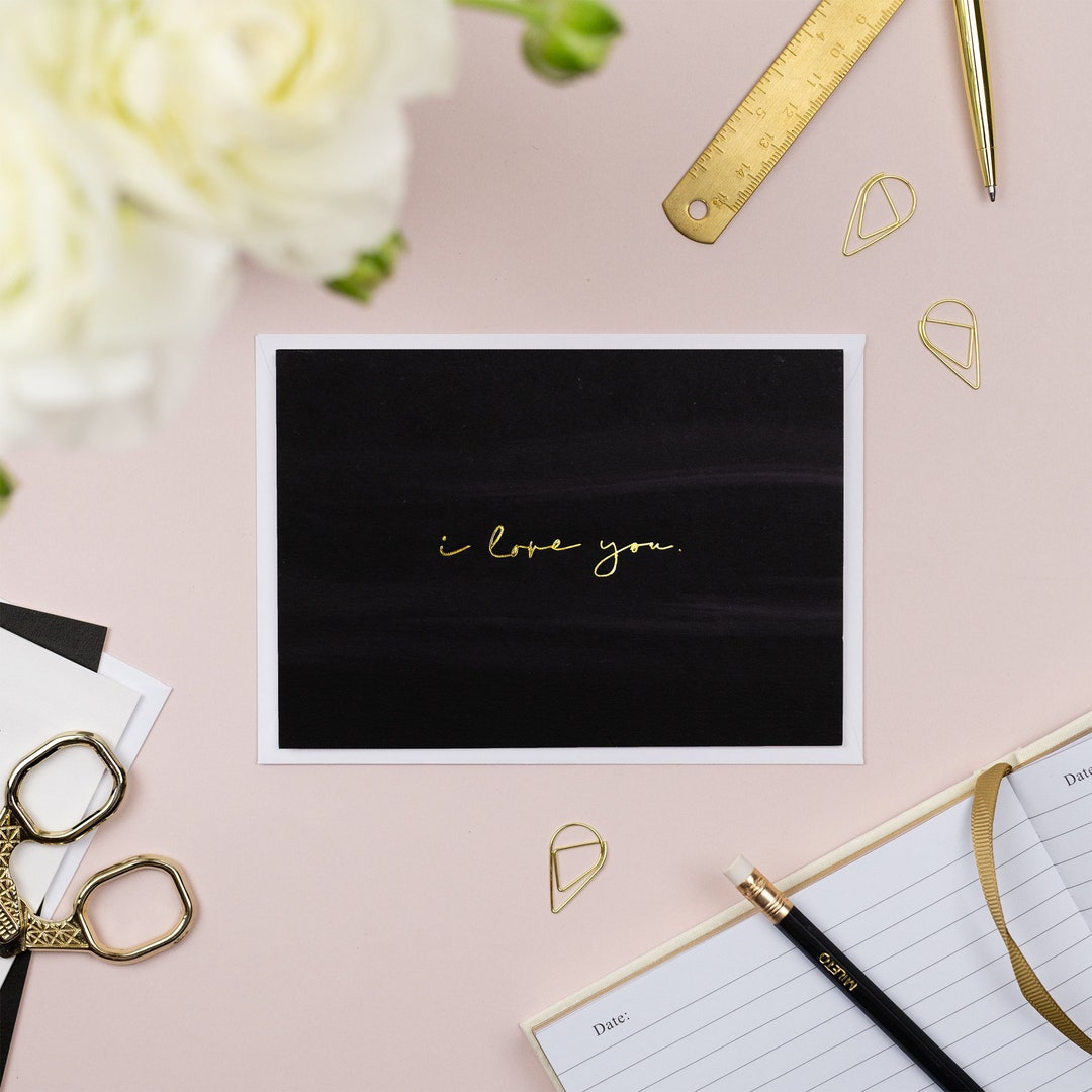 I Love You Gold Foil Imprinted Greeting Card | I Love You Card ...