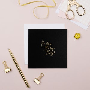 Hello Little Boy Gold Foil Carte de vœux imprimée | carte bébé garçon | Carte de douche de bébé | C’est une carte de garçon | Nouvelle carte Baby Boy