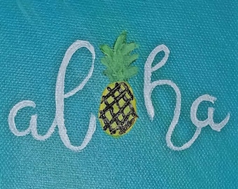 Mini acrylic painting "Aloha" with pineapple