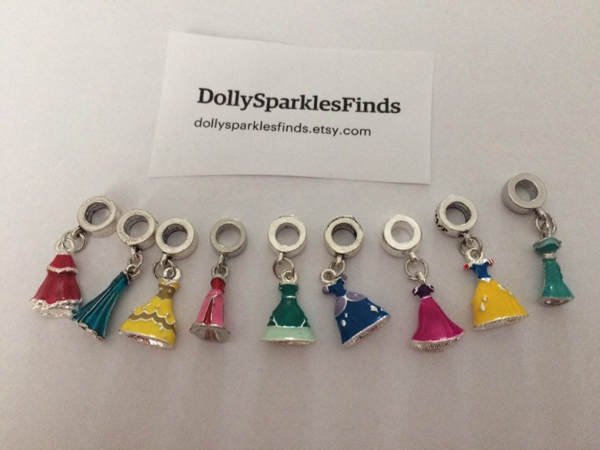 Princess dress charms Pandora/Disney style princess charms Etsy