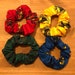 Inspired Hp wizard hair scrunchies house colours. hand stitched potter 